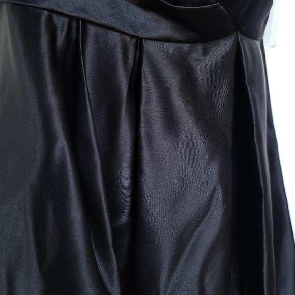 NWT BILL LEVKOFF Satin Strapless Pocketed Empire Waist Evening Dress SZ 6 Black - Picture 8 of 13